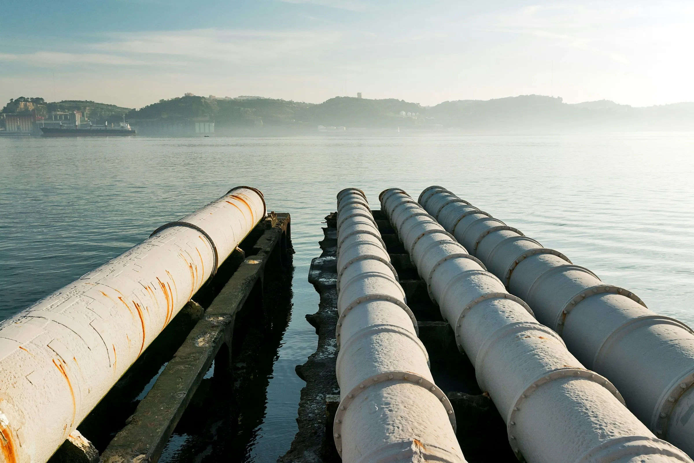 Pipelines running out over water